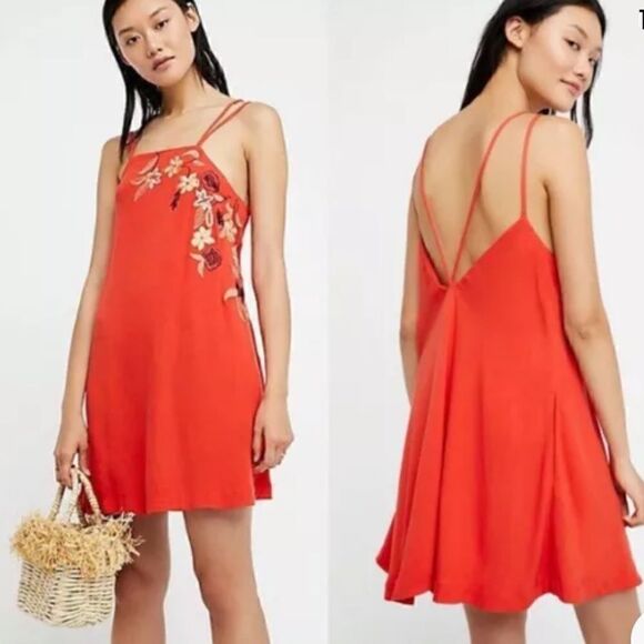 Free People Embroidered Flower Fields Mini Dress Size SP - Picture 1 of 8